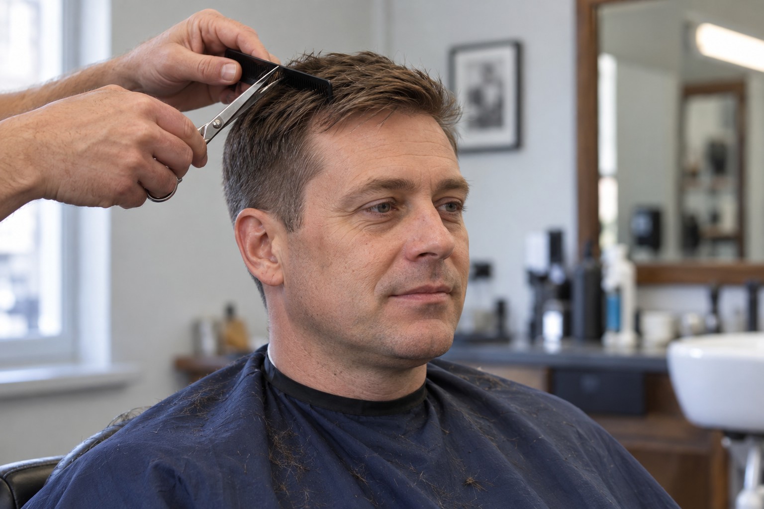 Man having a traditional haircut